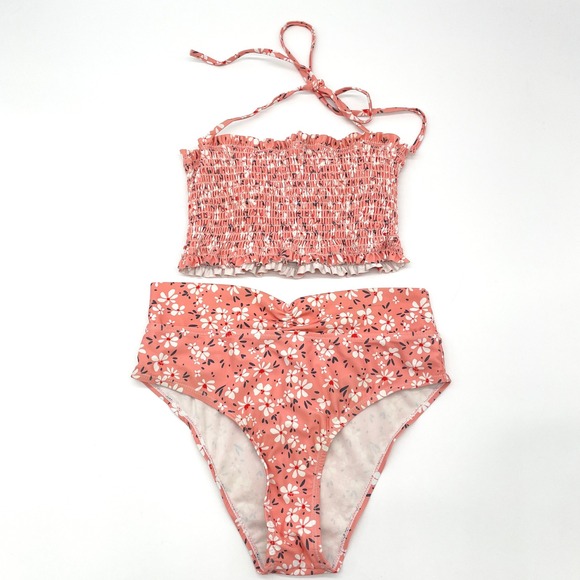 Unbranded Other - Floral Bikini Set Womens Small‎  Smocked Halter High Waist Boho Cottage Prairie